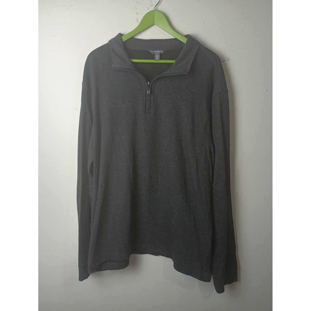 Van Heusen Flex Mens XXL Charcoal‎ Grey Quarter Zip Pullover Long Sleeve Sweater